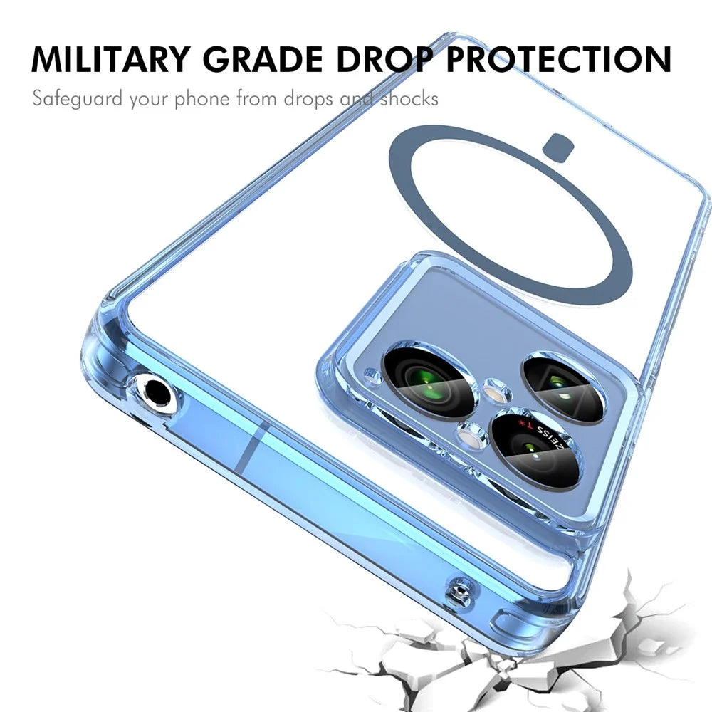 ENKAY HAT PRINCE for Sony Xperia 1 VIII Magnetic Case Crystal Clear TPU Phone Cover with High Aluminium-silicon Glass Screen Protector - Blue - 3