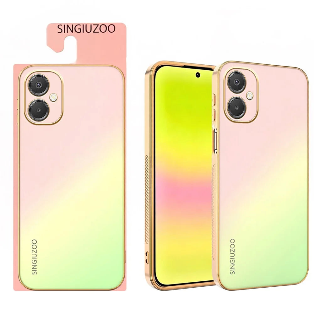 SINGIUZOO For Samsung Galaxy A06 5G  /  F06 5G  /  M05 4G  /  M06 5G Case Electroplated AG Matte Gradient Color PC + TPU Phone Cover - Pink - 1