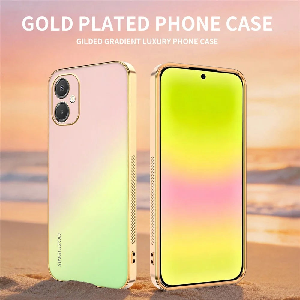 SINGIUZOO For Samsung Galaxy A06 5G  /  F06 5G  /  M05 4G  /  M06 5G Case Electroplated AG Matte Gradient Color PC + TPU Phone Cover - Pink - 2
