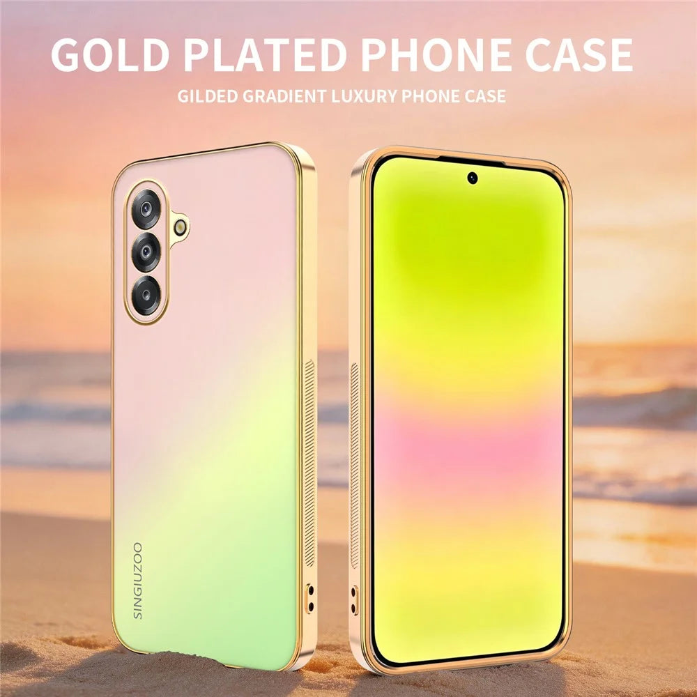 SINGIUZOO For Samsung Galaxy A18 5G  /  A18 4G  /  A17 5G  /  A17 4G  /  M17 5G Case Electroplated AG Matte Gradient Color PC + TPU Phone Cover - Pink - 2