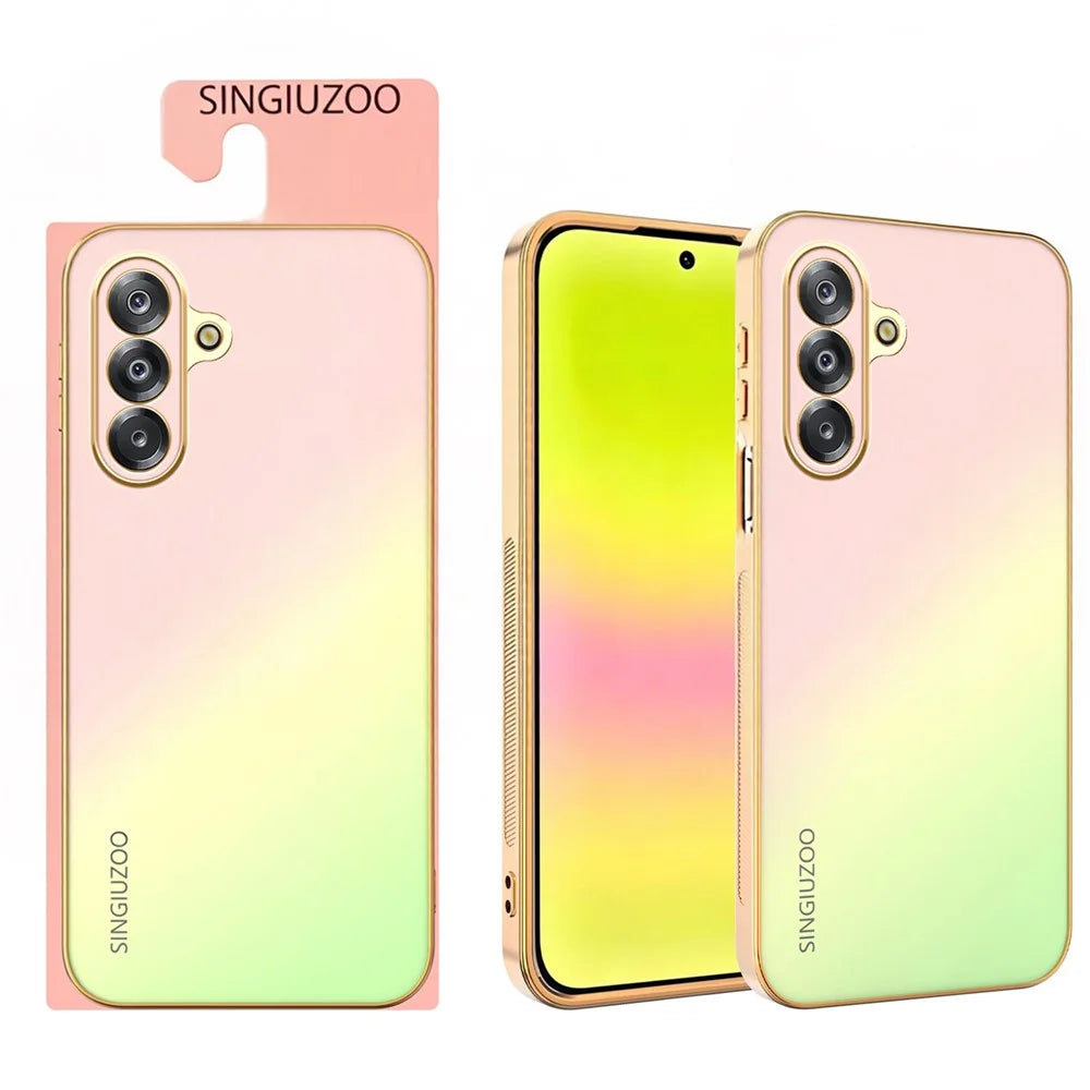 SINGIUZOO For Samsung Galaxy A26 5G Case Electroplated AG Matte Gradient Color PC + TPU Phone Cover - Pink - 1