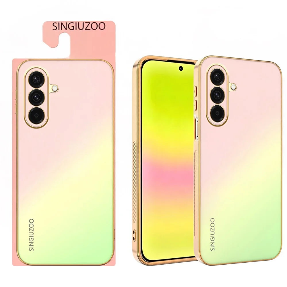 SINGIUZOO For Samsung Galaxy A36 5G Case Electroplated AG Matte Gradient Color PC + TPU Phone Cover - Pink - 1