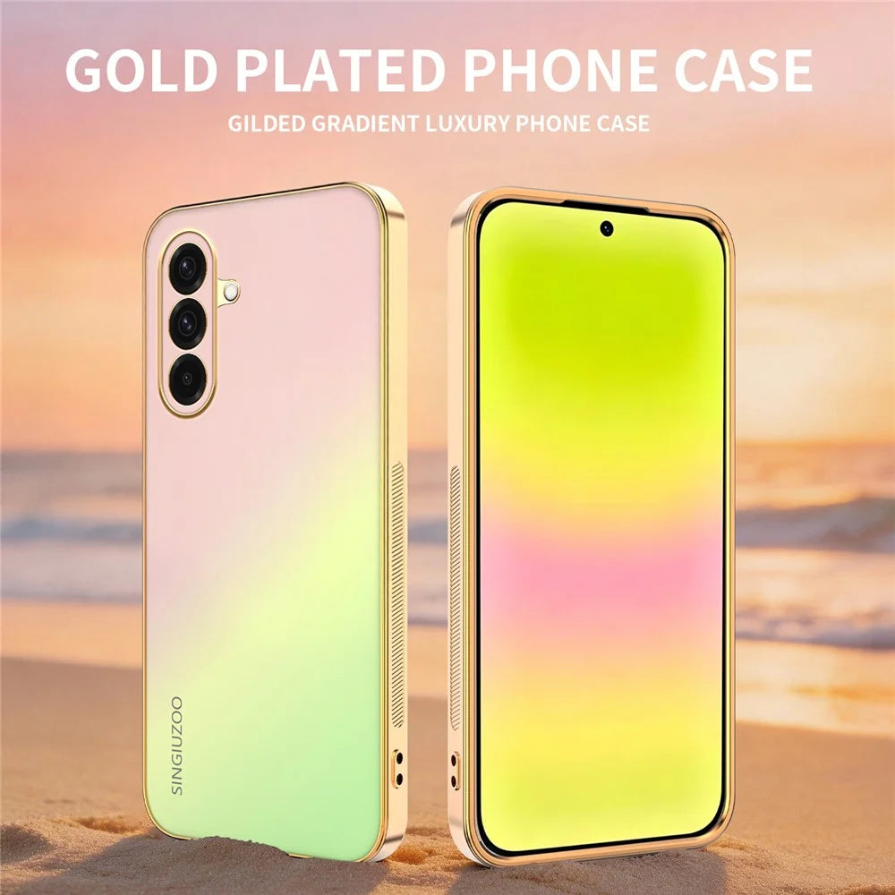 SINGIUZOO For Samsung Galaxy A36 5G Case Electroplated AG Matte Gradient Color PC + TPU Phone Cover - Pink - 2