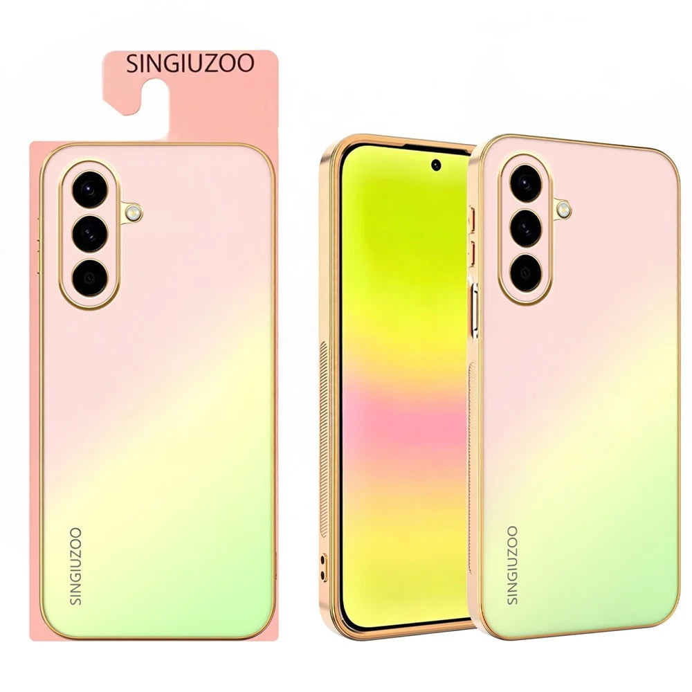 SINGIUZOO For Samsung Galaxy A57 5G Case Electroplated AG Matte Gradient Color PC + TPU Phone Cover - Pink - 1