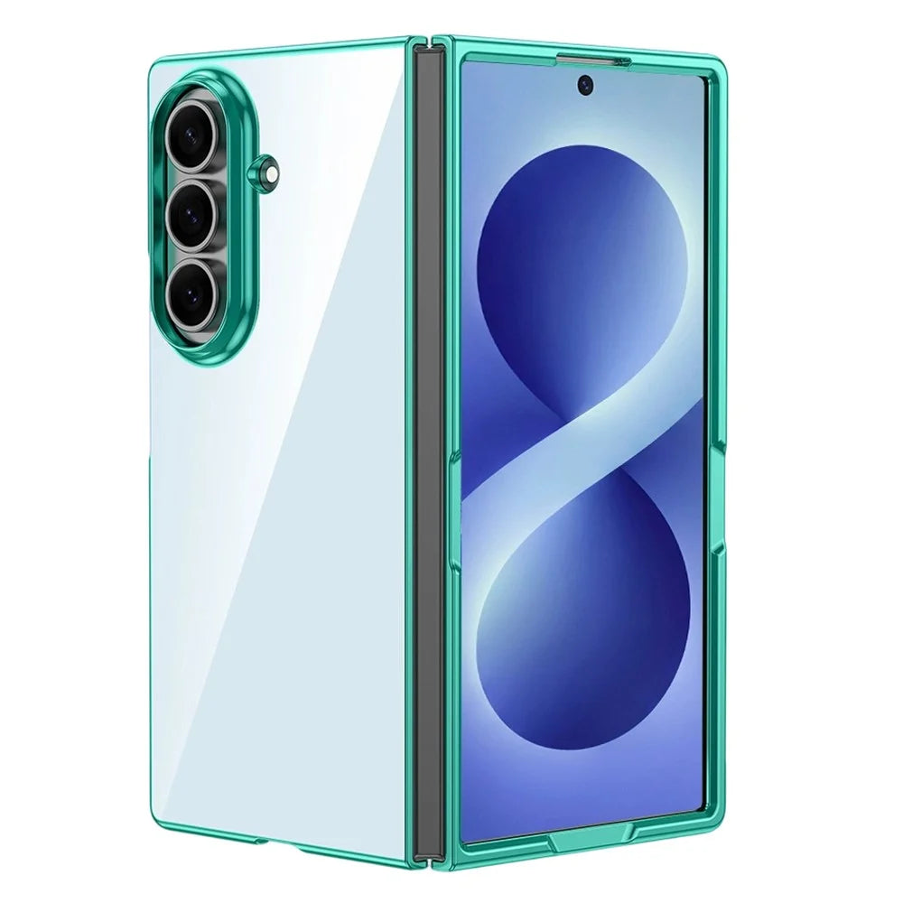 For Samsung Galaxy Z Fold8 Ultra Case Electroplated Frame Hard PC Clear Phone Cover - Green - 1