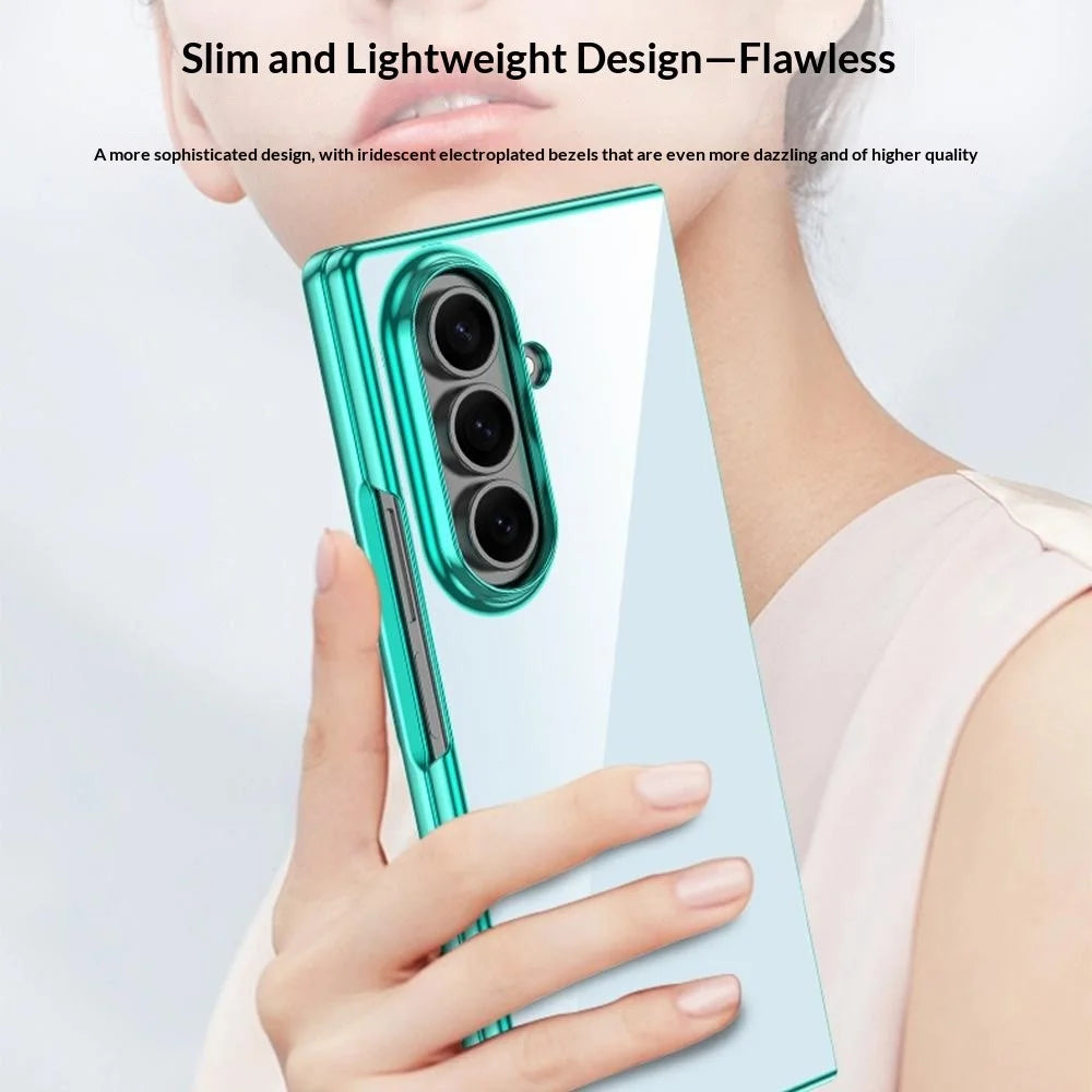 For Samsung Galaxy Z Fold8 Ultra Case Electroplated Frame Hard PC Clear Phone Cover - Green - 3