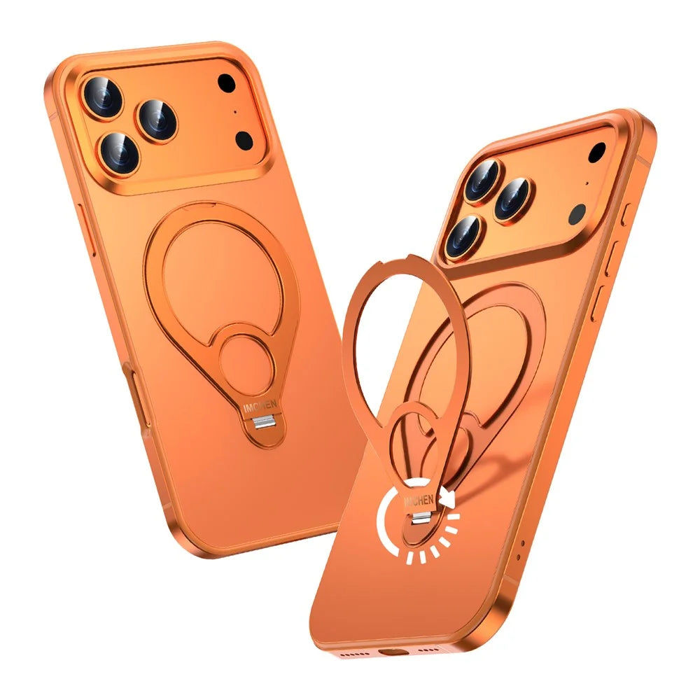 IM-CHEN For iPhone 17 Pro Magnetic Case Tennis Racket Kickstand Metal + PC Shockproof Phone Cover - Blue - 7