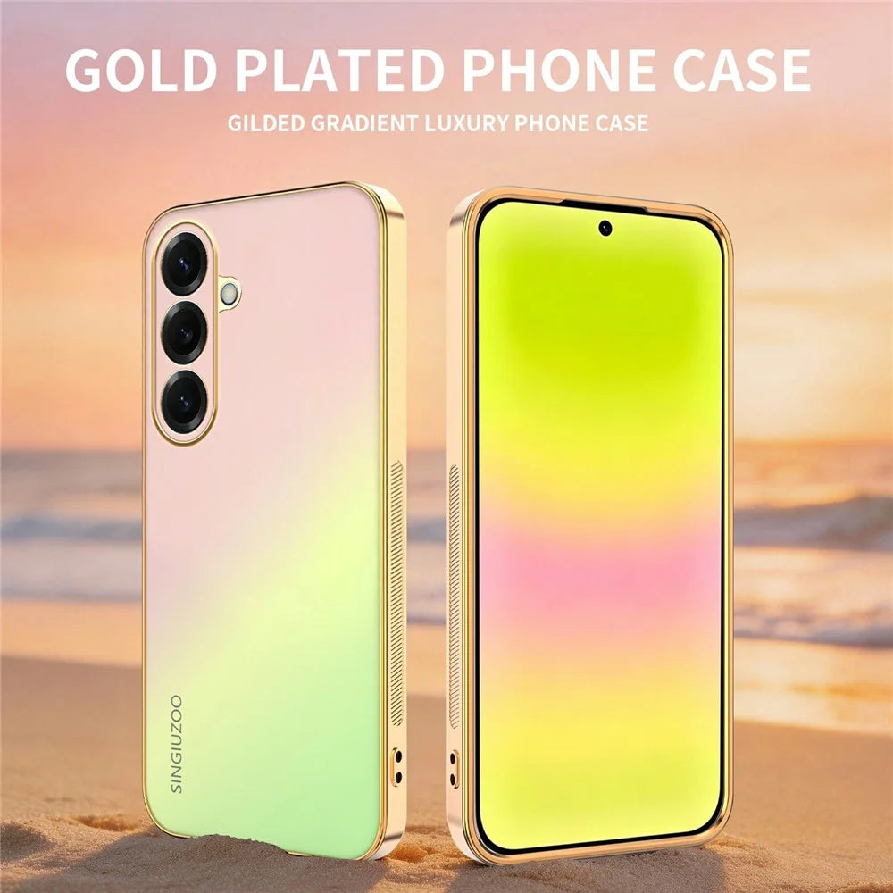 SINGIUZOO For Samsung Galaxy S26+ Case Electroplated AG Matte Gradient Color PC + TPU Phone Cover - Pink - 2