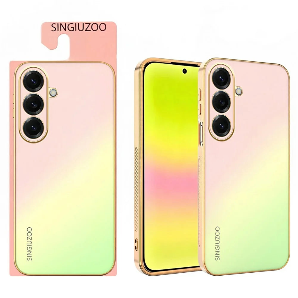 SINGIUZOO For Samsung Galaxy S26 FE Case Electroplated AG Matte Gradient Color PC + TPU Phone Cover - Pink - 1