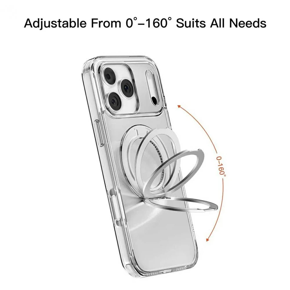 MUTURAL for iPhone 18 Pro Max / 17 Pro Max Case with Magnetic Rotatable Kickstand PC + TPU Clear Phone Cover - Transparent - 4