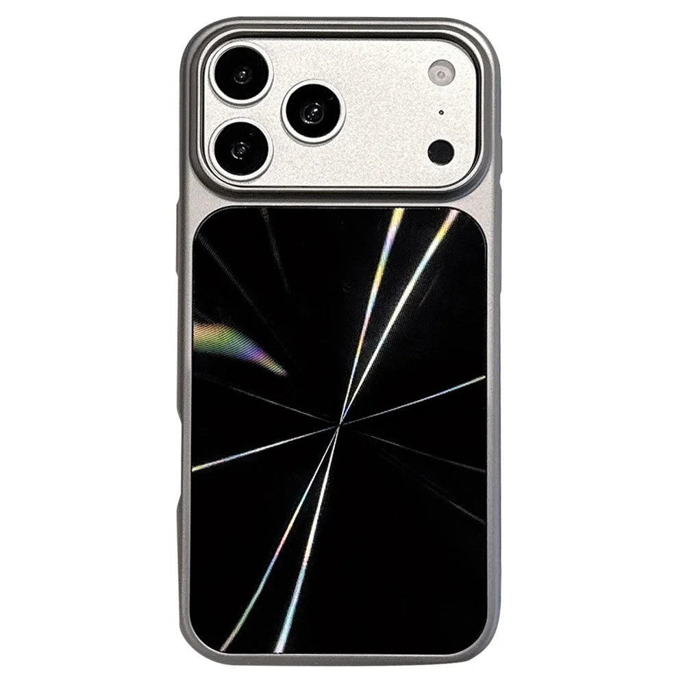 For iPhone 17 Pro Case Large Camera Cutout Aurora CD Pattern PC + TPU Phone Cover - Black - 1