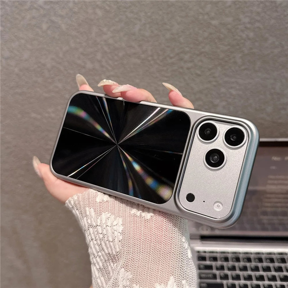 For iPhone 17 Pro Case Large Camera Cutout Aurora CD Pattern PC + TPU Phone Cover - Black - 2