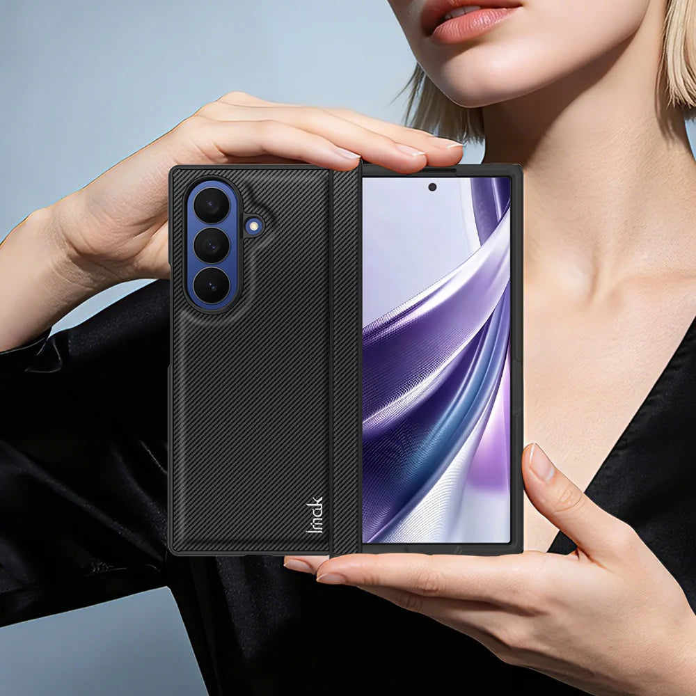 IMAK for Samsung Galaxy Z Fold8 Ultra Ruiyi Series Case Carbon Fiber Texture Leather + PC Phone Cover - As Shown - 2