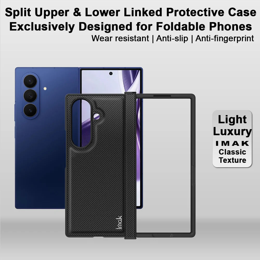 IMAK for Samsung Galaxy Z Fold8 Ultra Ruiyi Series Case Carbon Fiber Texture Leather + PC Phone Cover - As Shown - 3