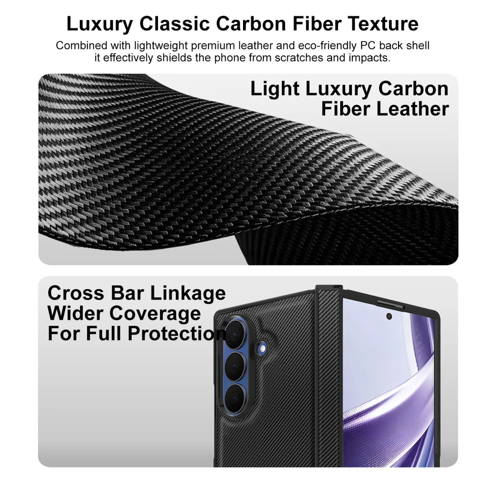 IMAK for Samsung Galaxy Z Fold8 Ultra Ruiyi Series Case Carbon Fiber Texture Leather + PC Phone Cover - As Shown - 4