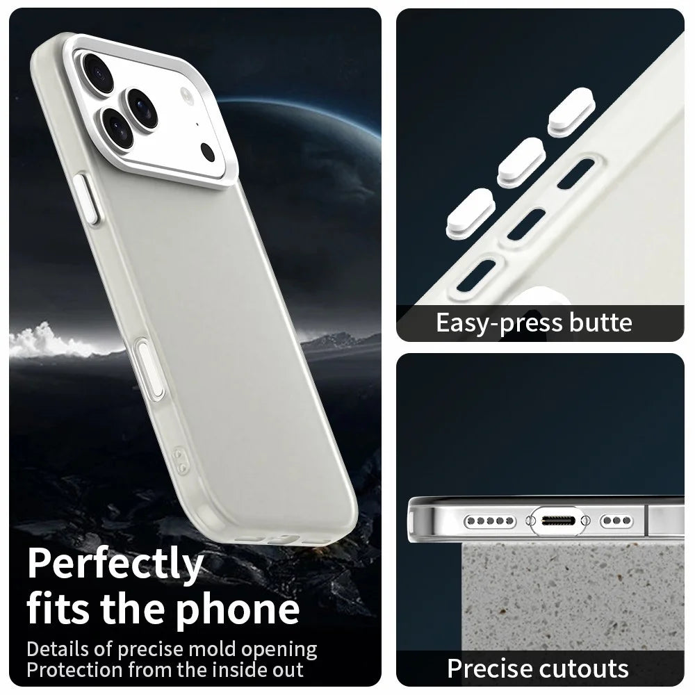 For iPhone 18 Pro Max / 17 Pro Max Case PC + TPU + PET Matte Anti-Drop Phone Back Cover - White - 2