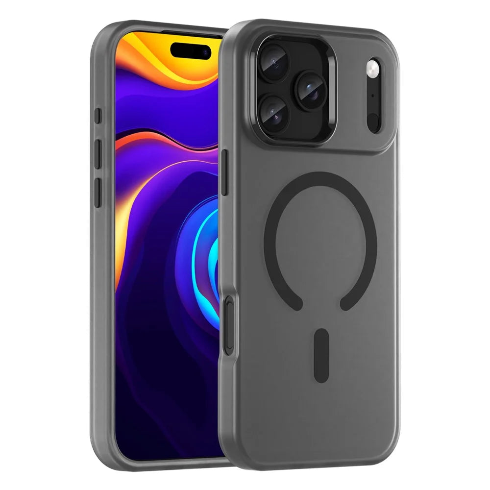 For iPhone 18 Pro Max  /  17 Pro Max Magnetic Case TPU + PC Matte Translucent Phone Back Cover - Black - 1