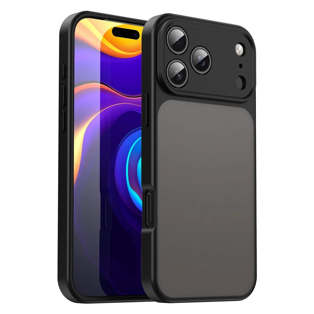 For iPhone 18 Pro Max  /  17 Pro Max Case Skin Touch Matte Anti Drop TPU PC Phone Back Cover - Black - 1