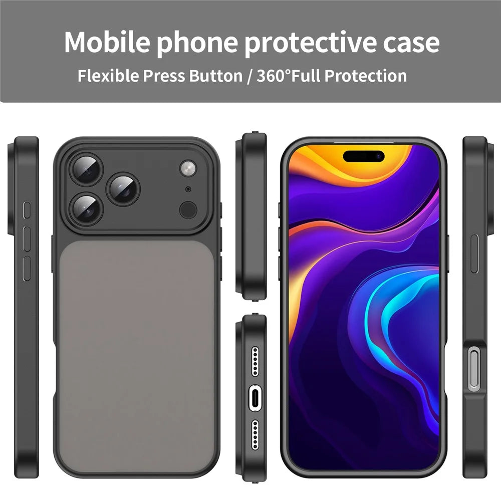 For iPhone 18 Pro  /  17 Pro Case Skin Touch Matte Anti Drop TPU PC Phone Back Cover - Black - 2