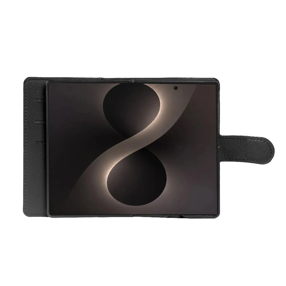 For Samsung Galaxy Z Fold8 Case Wallet Stand Litchi Texture Shockproof Leather Phone Cover - Black - 2