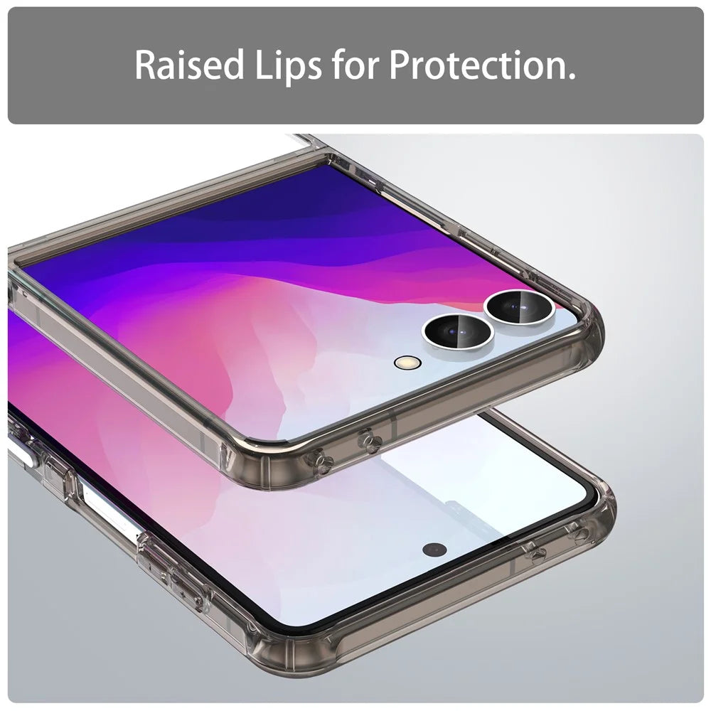 For Samsung Galaxy Z Flip8 Case TPU + Acrylic Phone Back Cover Anti Yellowing - Black - 6