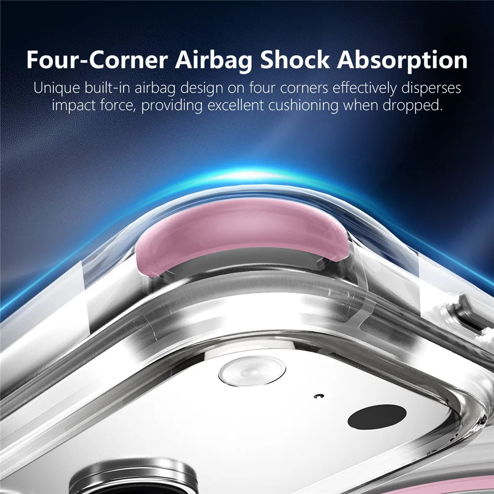 For iPhone 17 Pro Magnetic Case Airbag Corner Shockproof Ripple TPU Phone Cover - Pink - 5