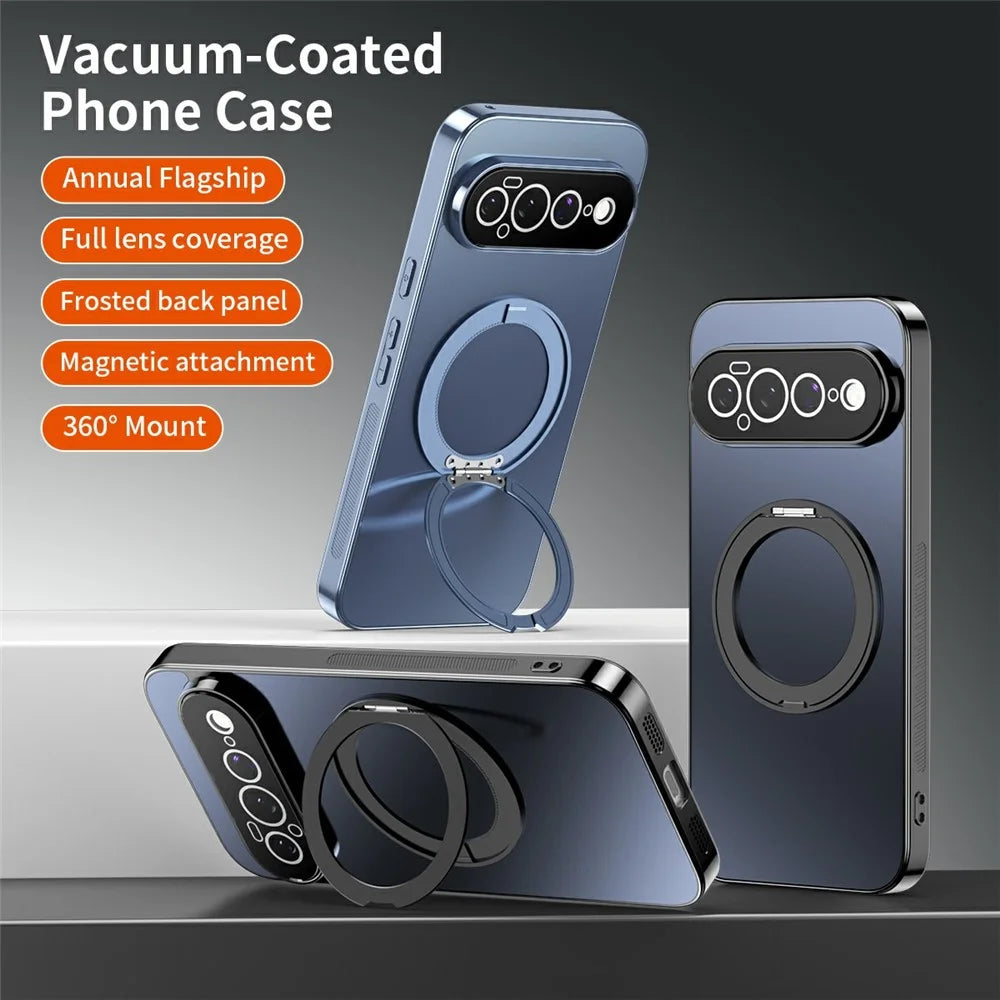 For Google Pixel 11 Case Magnetic Rotating Kickstand TPU Phone Cover with Full Lens Protection - Blue - 2