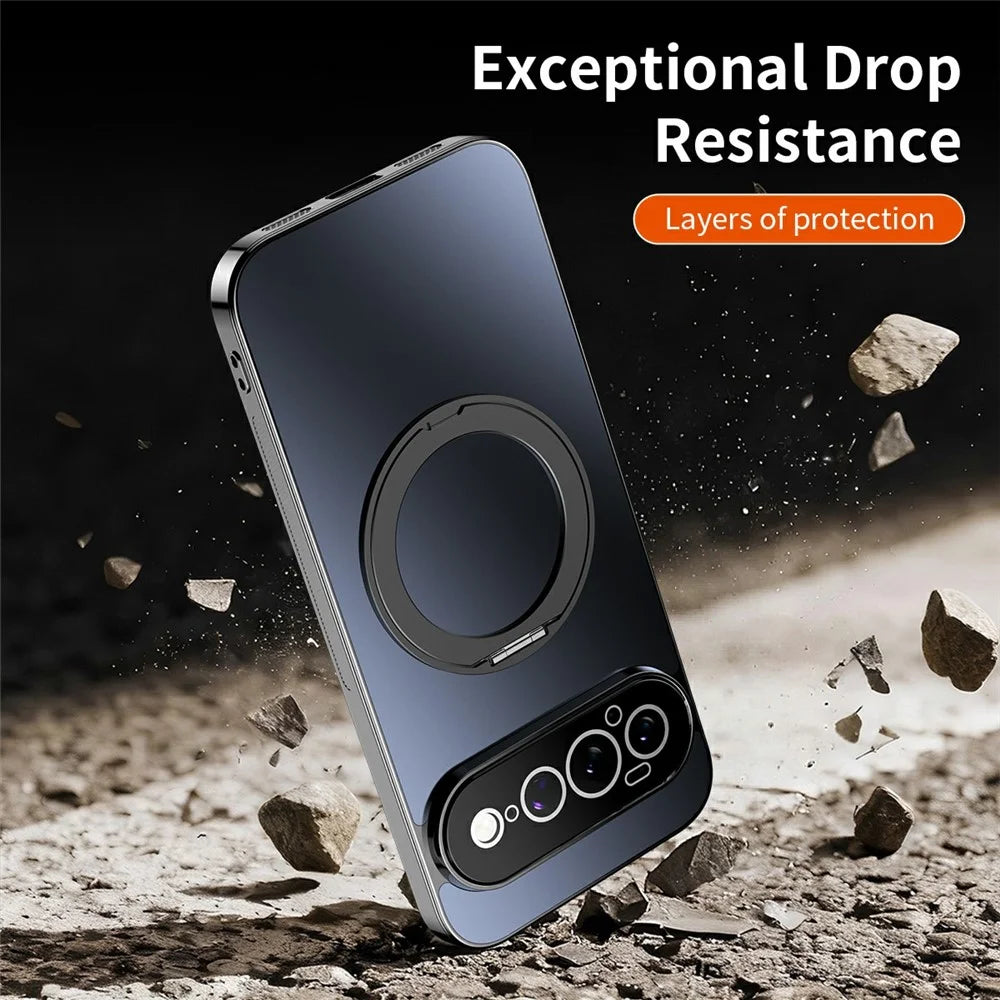 For Google Pixel 11 Case Magnetic Rotating Kickstand TPU Phone Cover with Full Lens Protection - Blue - 5