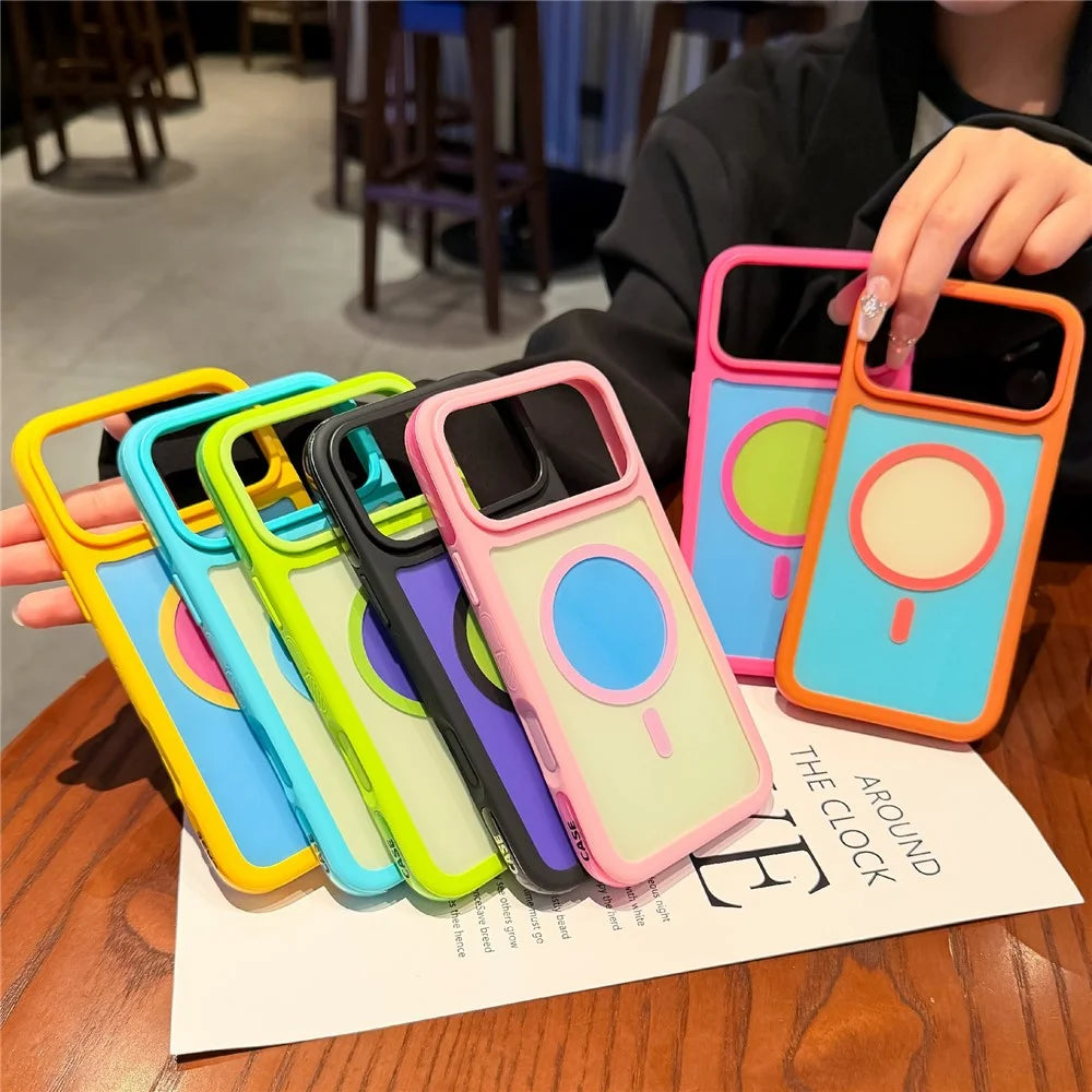 For iPhone 18 Pro Max / 17 Pro Max Magnetic Case Contrast Design 2 in 1 PC + TPU Matte Phone Cover - Pink - 6