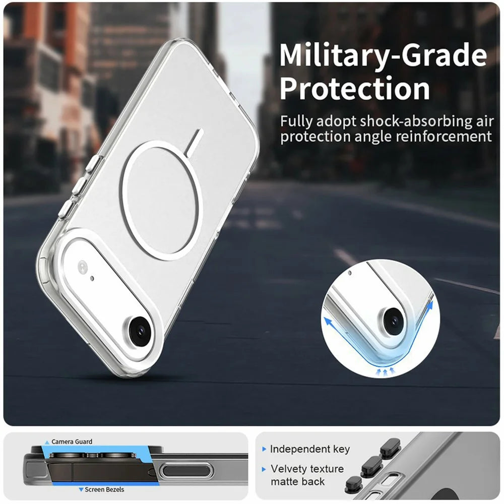 For iPhone Air Magnetic Case PC + TPU + PET Air Cushion Shockproof Phone Cover - White - 2