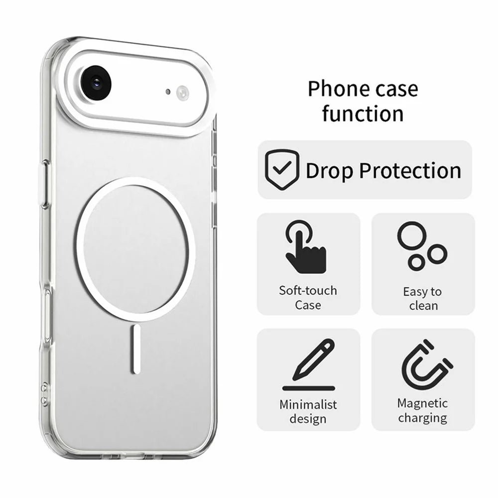 For iPhone Air Magnetic Case PC + TPU + PET Air Cushion Shockproof Phone Cover - White - 6