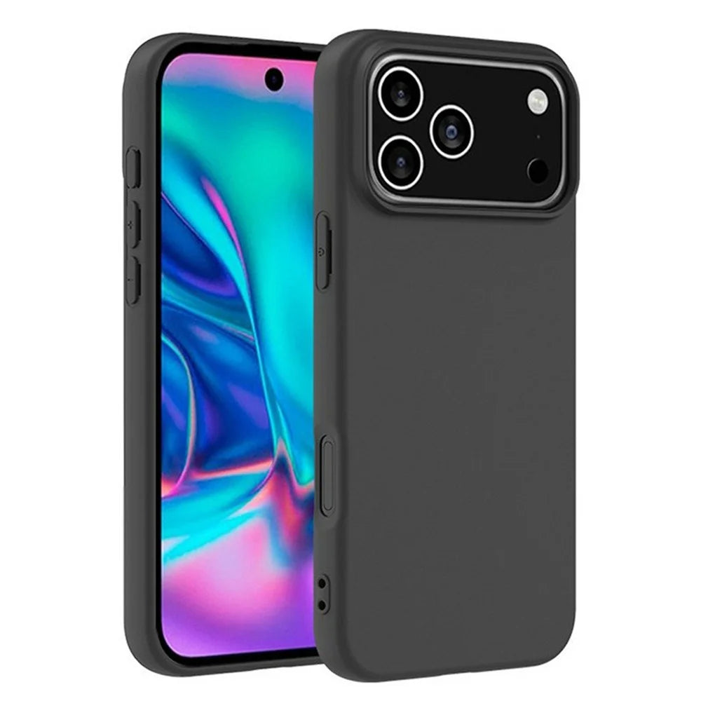For iPhone 18 Pro Max / 17 Pro Max Case Soft Matte Back TPU Black Phone Cover (Large Cutout) - Black - 1