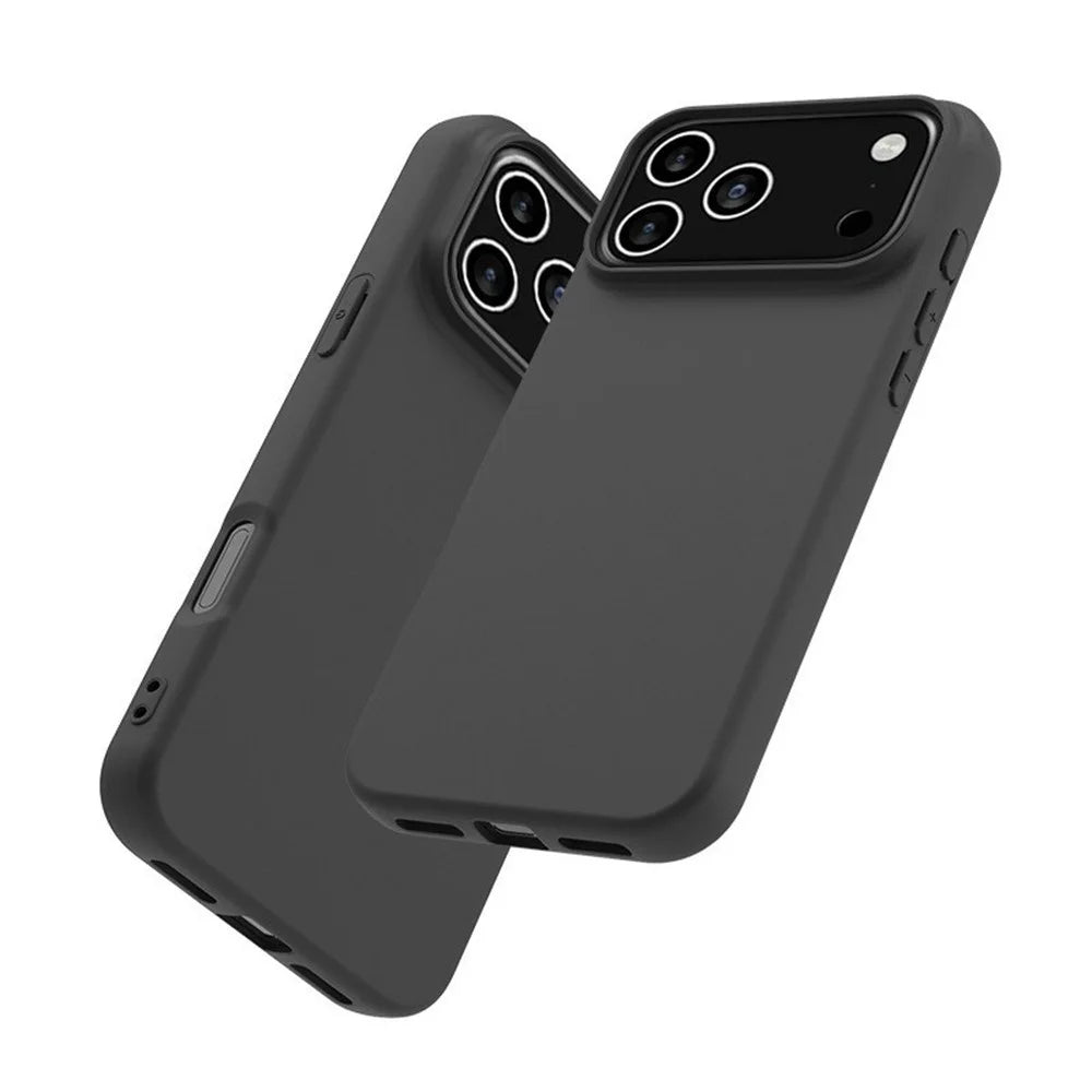 For iPhone 18 Pro / 17 Pro Case Soft Matte Back TPU Black Phone Cover (Large Cutout) - Black - 2