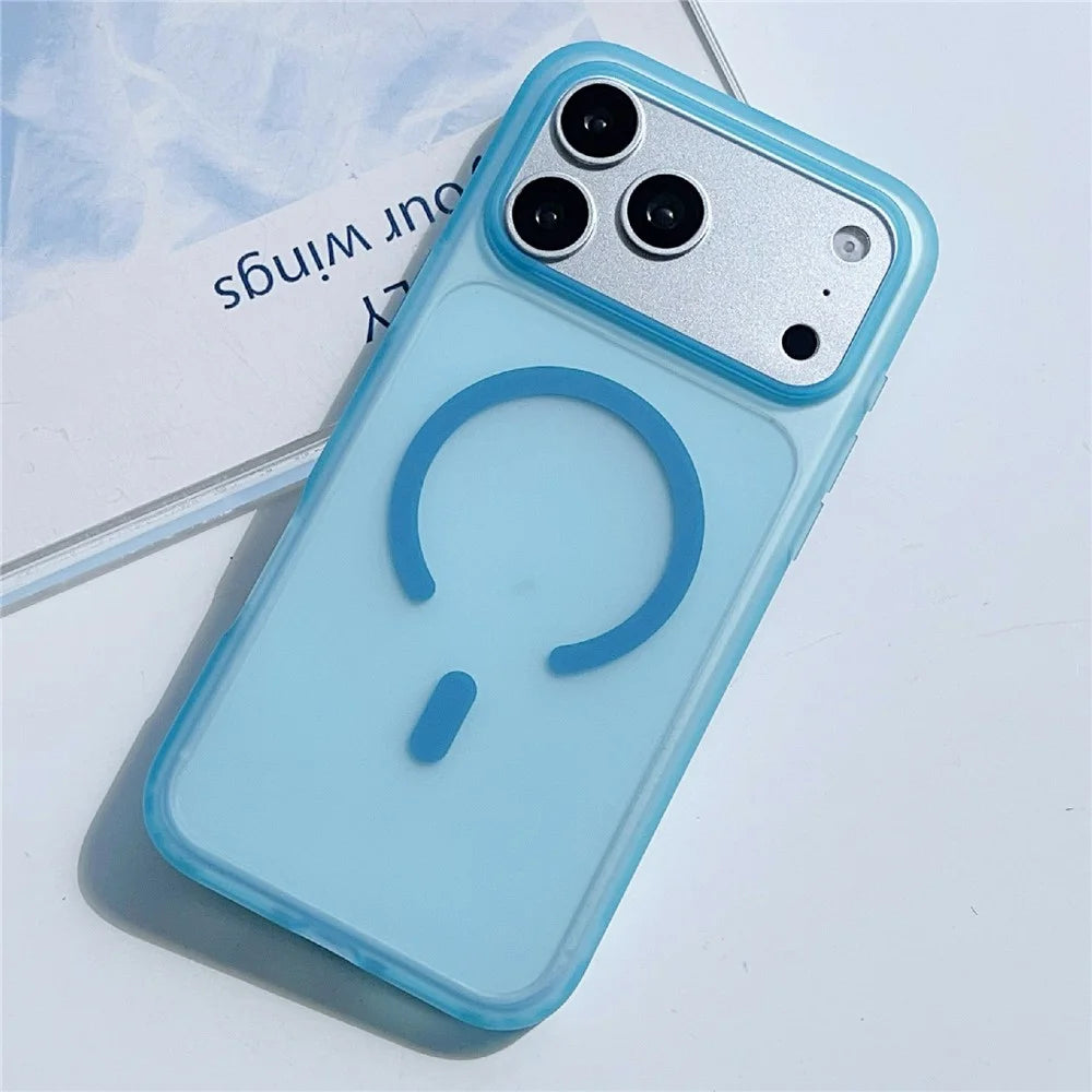 For iPhone 18 Pro Max / 17 Pro Max Magnetic Case Skin-touch PC Matte Back Phone Cover - Transparent Blue - 1