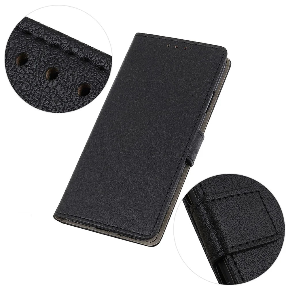 Textured Phone Case for Samsung Galaxy A34 5G, Well-protected PU Leather Stand Shell Folio Flip Wallet Cover - Black - 5