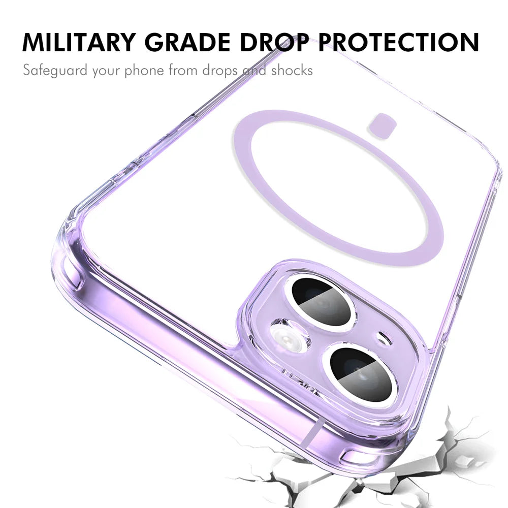 HAT PRINCE for iPhone 15 ENKAY  Magnetic Case Crystal Clear TPU Phone Cover with High Aluminium-silicon Glass Screen Protector - Black - 3