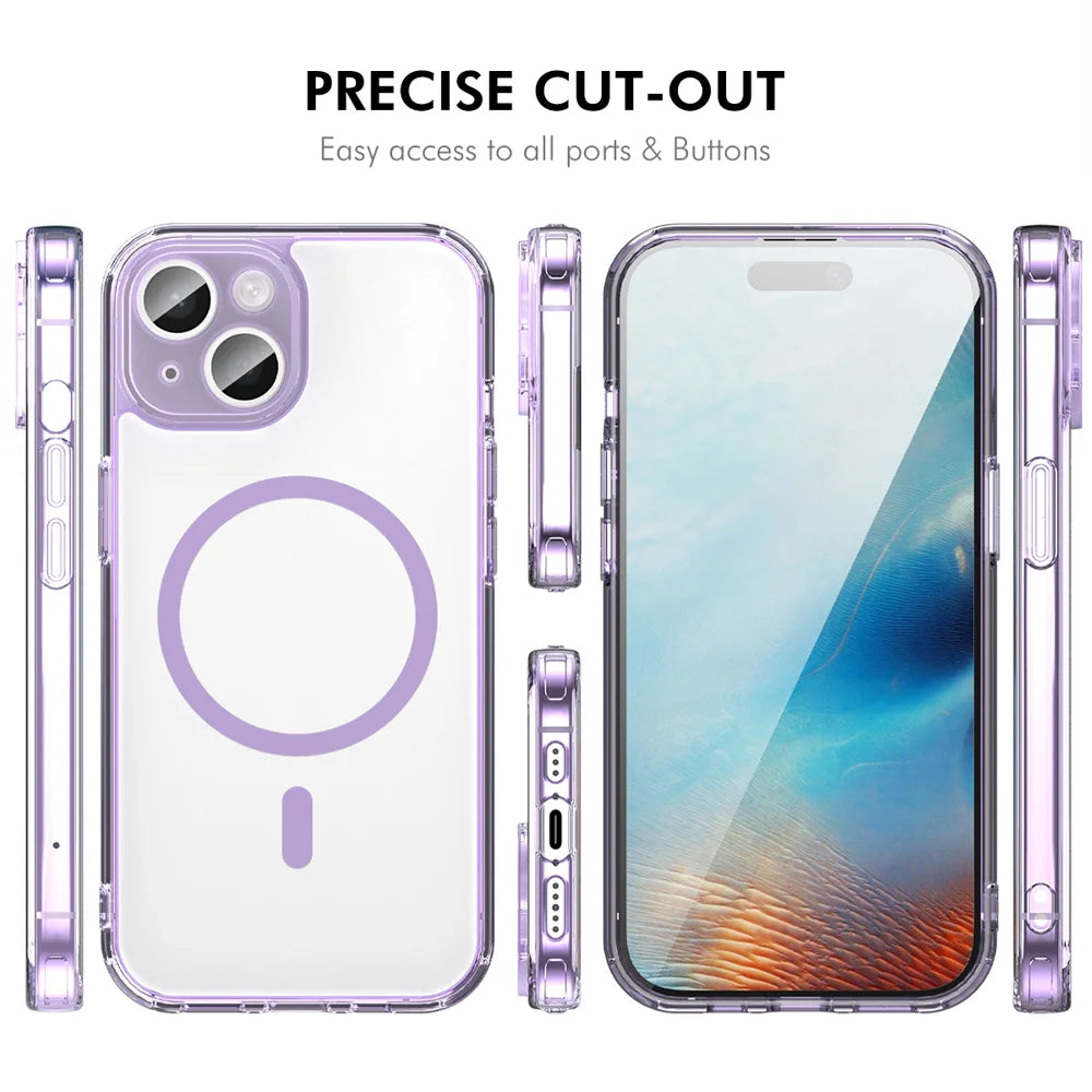 HAT PRINCE for iPhone 16 ENKAY  Magnetic Case Crystal Clear TPU Phone Cover with High Aluminium-silicon Glass Screen Protector - Black - 4