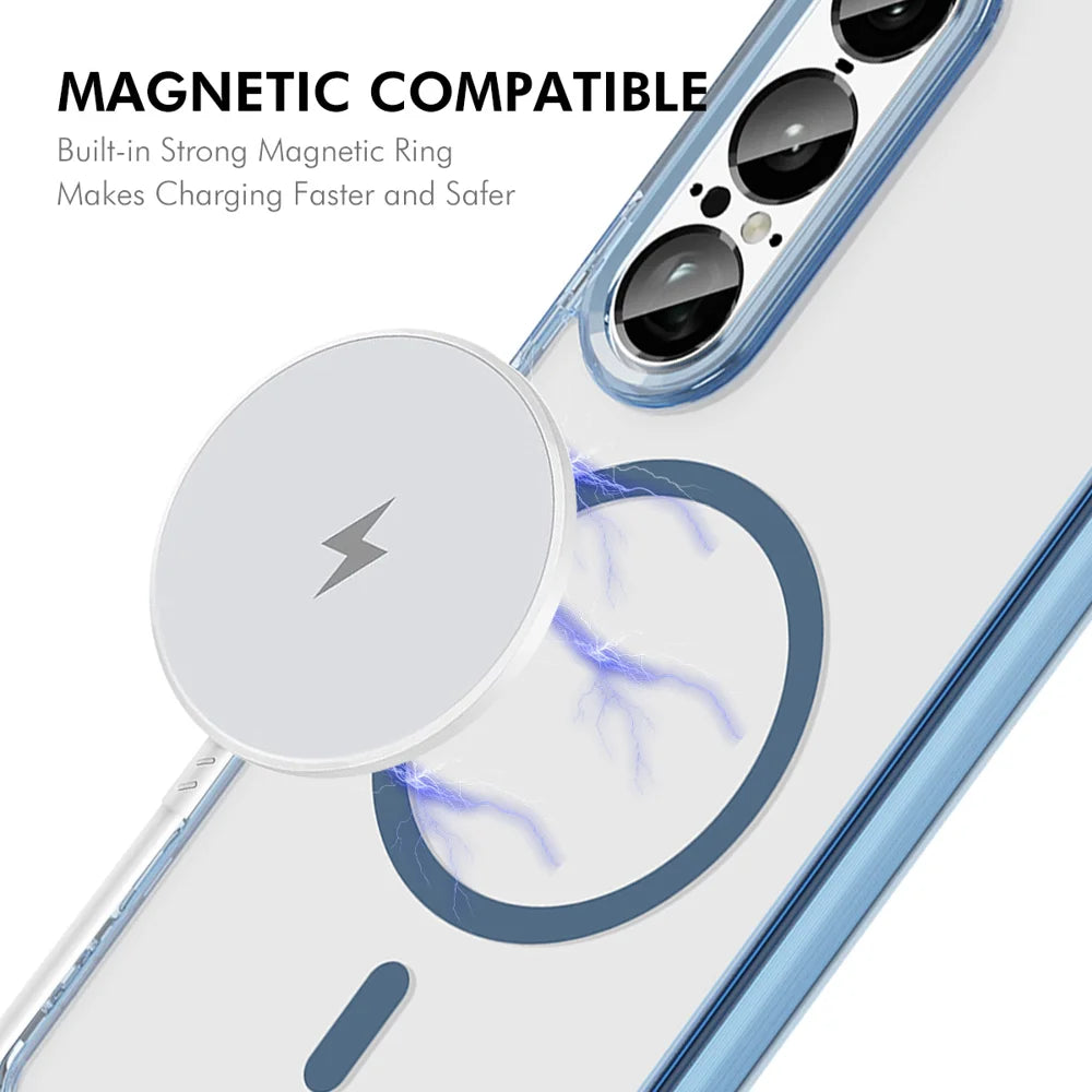 HAT PRINCE for Sony Xperia 1 VII ENKAY  Magnetic Case Crystal Clear TPU Phone Cover with High Aluminium-silicon Glass Screen Protector - Black - 2