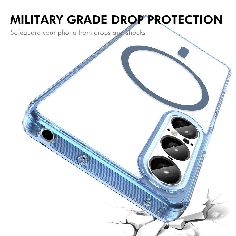 HAT PRINCE for Sony Xperia 1 VII ENKAY  Magnetic Case Crystal Clear TPU Phone Cover with High Aluminium-silicon Glass Screen Protector - Black - 3