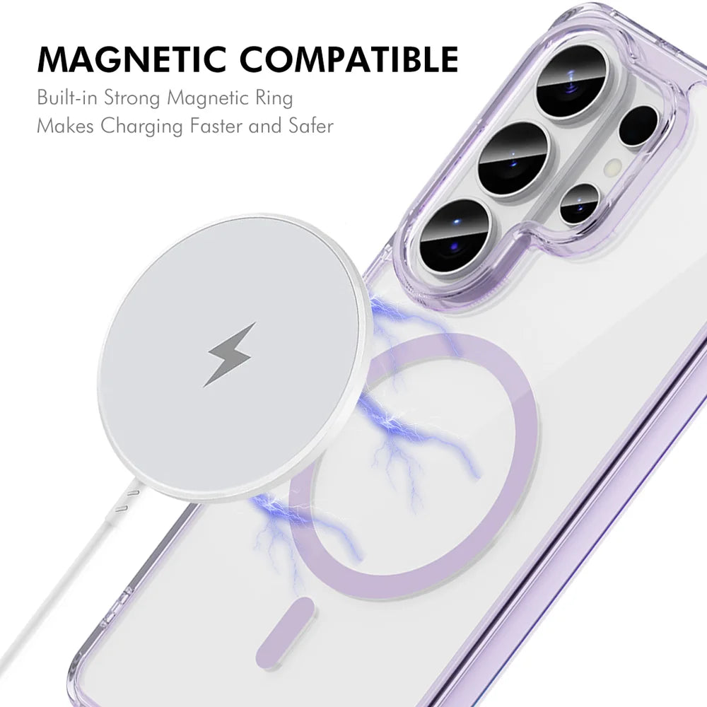 HAT PRINCE for Samsung Galaxy S25 Ultra ENKAY  Magnetic Case Clear TPU Phone Cover with High Aluminium-silicon Glass Screen Protector (Fingerprint Unlock) - Black - 2