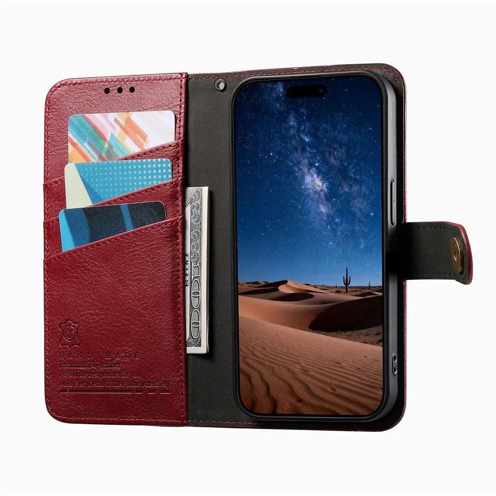 For Google Pixel 11 Pro  /  Pixel 11 Case Color Splicing TPU PU Leather Flip Shockproof Phone Cover with Wrist Strap - Red - 3