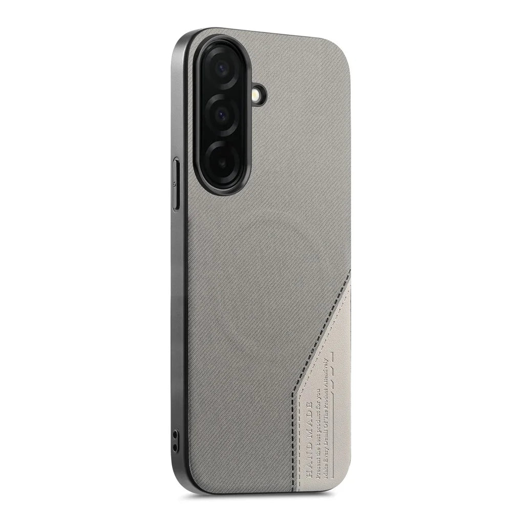 For Samsung Galaxy A36 5G Magnetic Case Cloth Texture PU Leather + PC + TPU Phone Cover - Grey - 1