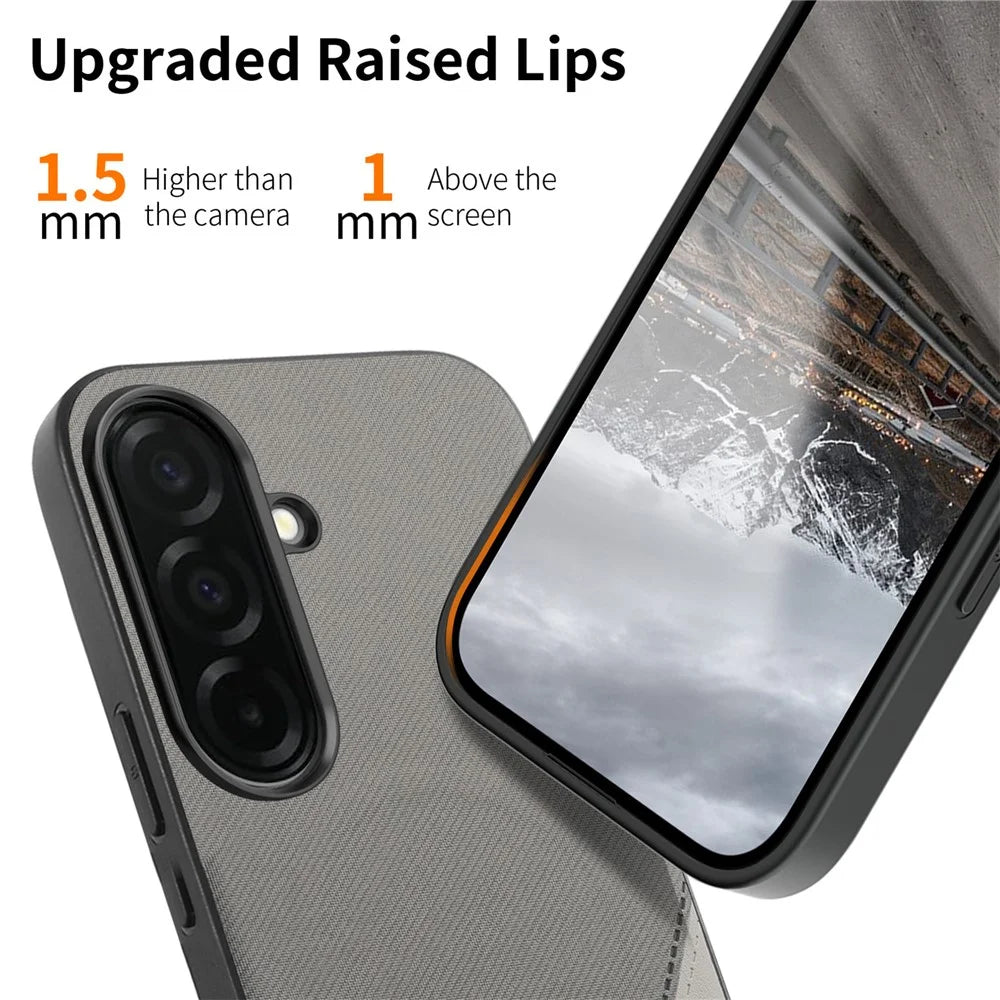For Samsung Galaxy A36 5G Magnetic Case Cloth Texture PU Leather + PC + TPU Phone Cover - Grey - 3