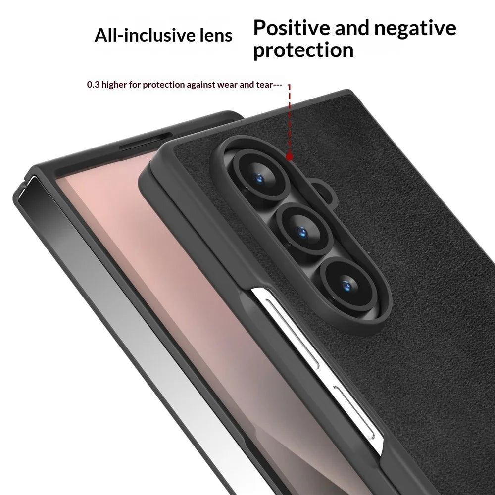 For Samsung Galaxy Z Fold8 Ultra Case Cowhide Texture Hard PC + PU Protective Phone Cover - Black - 3