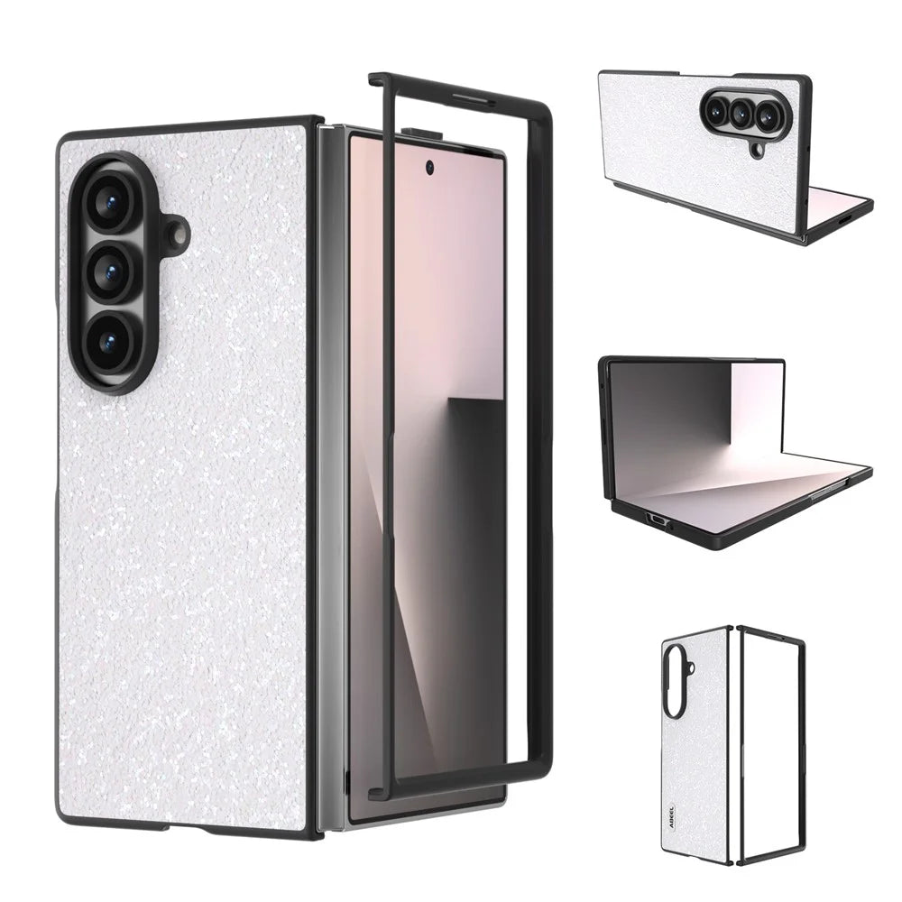For Samsung Galaxy Z Fold8 Ultra Case Colored Glitter PU + PC Shockproof Phone Cover - White - 1