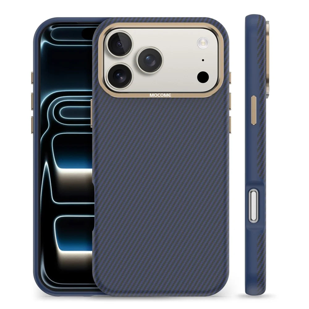 For iPhone 18 Pro Max Case Compatible with MagSafe Carbon Fiber Texture Shockproof Leather TPU PC Protective Cover - Sapphire - 2