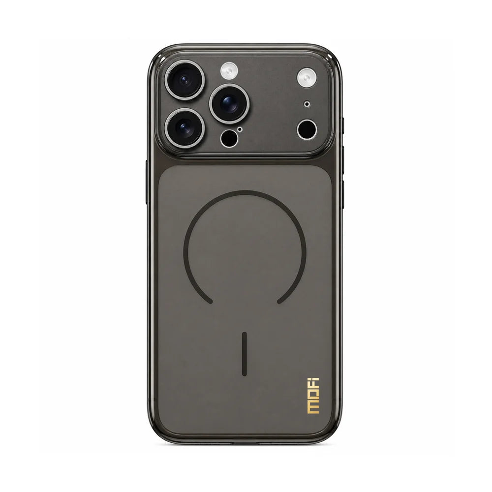 MOFI for iPhone 16 Pro Max Simple Series Matte Translucent TPU Full-Cover Phone Case with Mirror Film - Black - 1