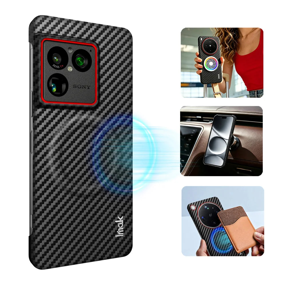 IMAK for Sony Xperia 1 VIII Ruiyi Series Magnetic Case Carbon Fiber Texture Leather + PC Phone Cover - As Shown - 3