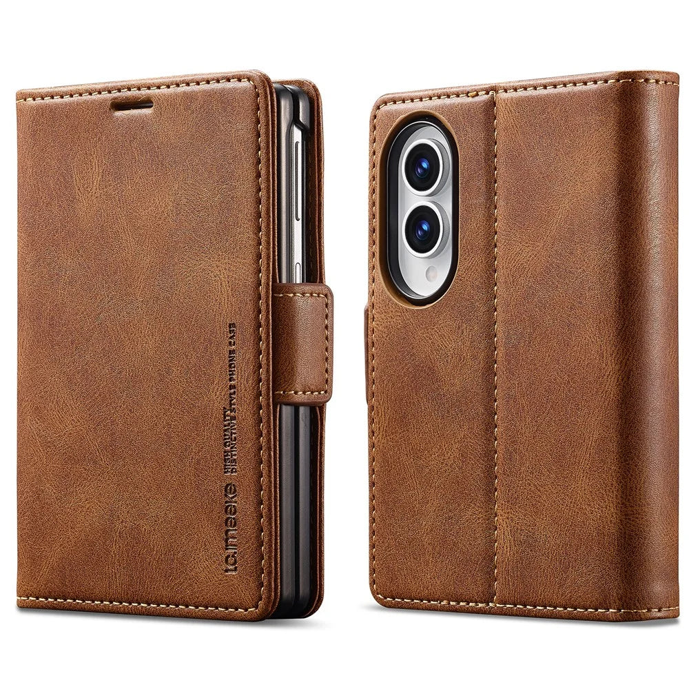 LC.IMEEKE For Samsung Galaxy Z Fold8 Leather Case RFID Blocking Card Slots Phone Cover - Brown - 1