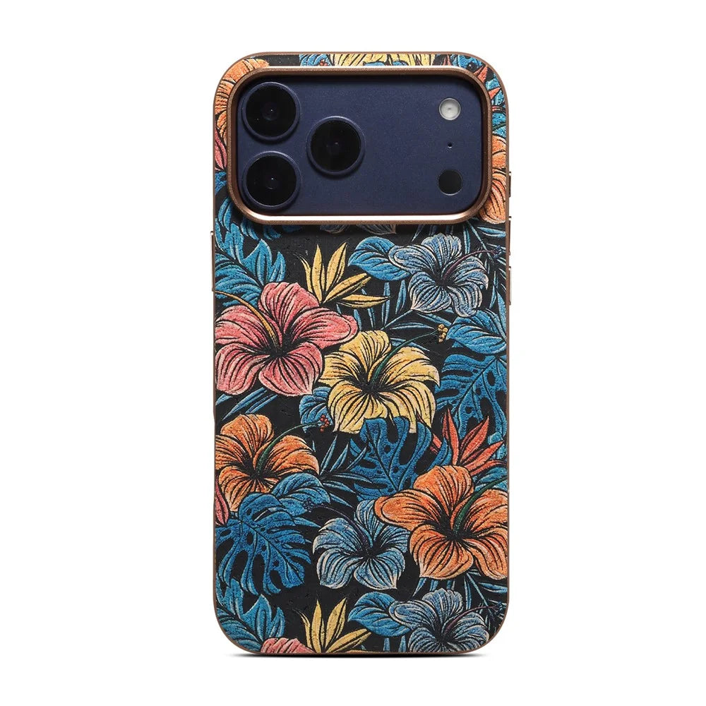 DENIOR for iPhone 18 Pro  /  17 Pro Magnetic Case Retro Aesthetic Design Cork + Leather + TPU Shockproof Phone Cover - Blue - 2